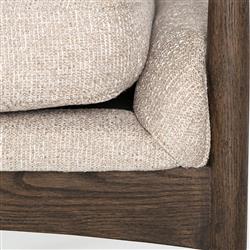 Olena Mid Century Modern Beige Upholstered Brown Wood Dining Arm Chair|