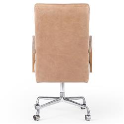 Sonn Mid Century Brown Upholstered Leather Silver Stainless Steel Tufted Office Chair|