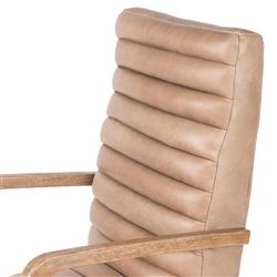 Sonn Mid Century Brown Upholstered Leather Silver Stainless Steel Tufted Office Chair|