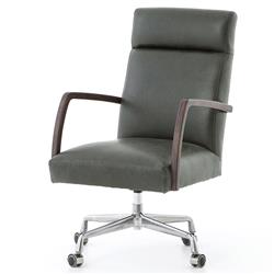 Sonn Mid Century Black Upholstered Leather Silver Stainless Steel Office Chair|