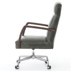 Sonn Mid Century Black Upholstered Leather Silver Stainless Steel Office Chair|