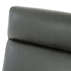 Sonn Mid Century Black Upholstered Leather Silver Stainless Steel Office Chair|