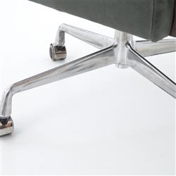 Sonn Mid Century Black Upholstered Leather Silver Stainless Steel Office Chair|