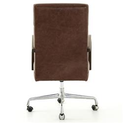 Sonn Mid Century Upholstered Brown Leather Silver Stainless Steel Office Chair|