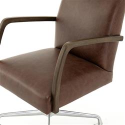 Sonn Mid Century Upholstered Brown Leather Silver Stainless Steel Office Chair|