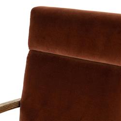 Sonn Mid Century Auburn Brown Upholstered Velvet Silver Stainless Steel Office Chair|