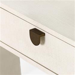 Maya Cream Painted Linen Mahogany Wood Brass Iron Pull 3 Drawer Console Table|