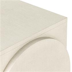 Maya Cream Painted Linen Mahogany Wood Brass Iron Pull 3 Drawer Console Table|