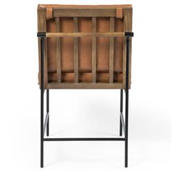 Inno Industrial Brown Faux Leather Oak Wood Black Iron Frame Dining Side Chair|