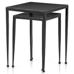 Fector Industrial Black Aluminum Top Matte Iron Frame Square Nesting End Table|
