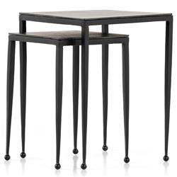 Fector Industrial Black Aluminum Top Matte Iron Frame Square Nesting End Table|