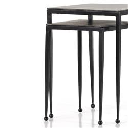 Fector Industrial Black Aluminum Top Matte Iron Frame Square Nesting End Table|