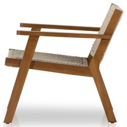 Dion Coastal Beach Light Brown Woven Rope Natural Teak Wood Outdoor Arm Chair|
