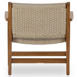 Dion Coastal Beach Light Brown Woven Rope Natural Teak Wood Outdoor Arm Chair|