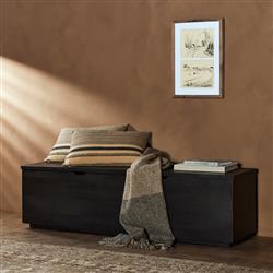 Scarlett Rustic Lodge Black Solid Mango Wood Storage Trunk|