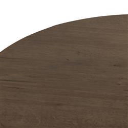 Alina Rustic Lodge Dark Brown Oak Wood Black Iron Base Round Coffee Table|