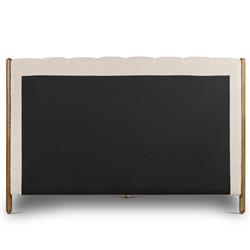 Tola Mid Century White Performance Boucle Channel Tufted Brown Wood Bed - Queen|