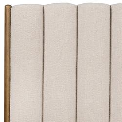 Tola Mid Century White Performance Boucle Channel Tufted Brown Wood Bed - Queen|