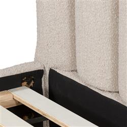 Tola Mid Century White Performance Boucle Channel Tufted Brown Wood Bed - Queen|