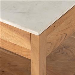 Sohail Coastal Beach White Marble Brown Acacia Wood Kitchen Island - 54"|