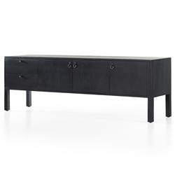 Luca Industrial Loft Black Wash Wood 2 Drawer 3 Door Media Console|