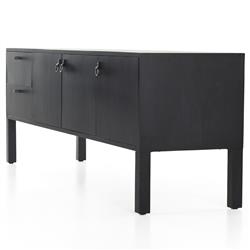 Luca Industrial Loft Black Wash Wood 2 Drawer 3 Door Media Console|