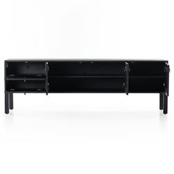 Luca Industrial Loft Black Wash Wood 2 Drawer 3 Door Media Console|