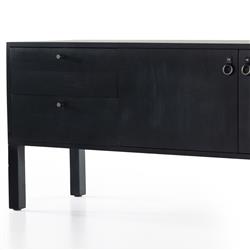Luca Industrial Loft Black Wash Wood 2 Drawer 3 Door Media Console|