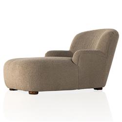 Kaden Modern Classic Brown Upholstered Boucle Wood Frame Chaise Lounge|