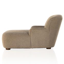 Kaden Modern Classic Brown Upholstered Boucle Wood Frame Chaise Lounge|