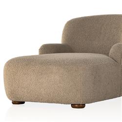 Kaden Modern Classic Brown Upholstered Boucle Wood Frame Chaise Lounge|