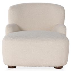 Kaden Modern Classic Cream Upholstered Boucle Brown Wood Chaise Lounge|