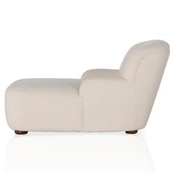 Kaden Modern Classic Cream Upholstered Boucle Brown Wood Chaise Lounge|