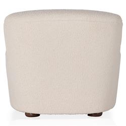 Kaden Modern Classic Cream Upholstered Boucle Brown Wood Chaise Lounge|