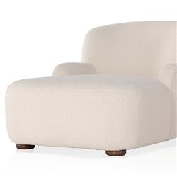 Kaden Modern Classic Cream Upholstered Boucle Brown Wood Chaise Lounge|
