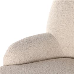 Kaden Modern Classic Cream Upholstered Boucle Brown Wood Chaise Lounge|