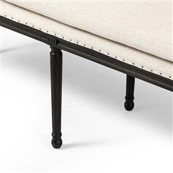 Lucy French Cream Performance Dark Brown Oak Nailhead Trim Dining Bench|