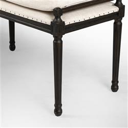 Lucy French Cream Performance Dark Brown Oak Nailhead Trim Dining Bench|