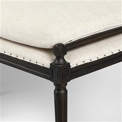 Lucy French Cream Performance Dark Brown Oak Nailhead Trim Dining Bench|
