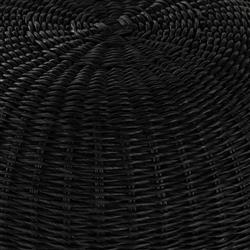 Airah Coastal Beach Black Woven Wicker Round Outdoor Ottoman|