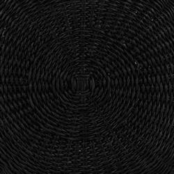 Airah Coastal Beach Black Woven Wicker Round Outdoor Ottoman|