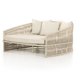 Porter Coastal Beach Beige Performance Woven Rope Aluminum Outdoor Daybed|