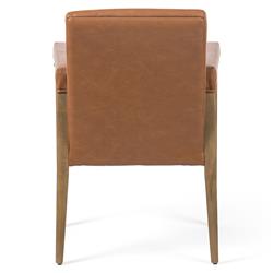 Jolie Rustic Lodge Brown Faux Leather Upholstered Wood Dining Arm Chair|