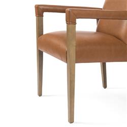 Jolie Rustic Lodge Brown Faux Leather Upholstered Wood Dining Arm Chair|