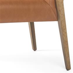 Jolie Rustic Lodge Brown Faux Leather Upholstered Wood Dining Arm Chair|