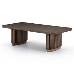 Farvald Mid Century Modern Dark Brown Reclaimed Wood Rectangular Coffee Table|