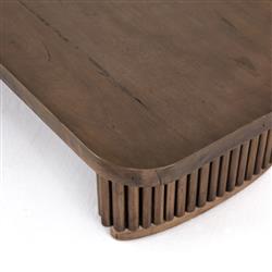 Farvald Mid Century Modern Dark Brown Reclaimed Wood Rectangular Coffee Table|