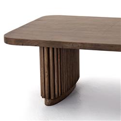 Farvald Mid Century Modern Dark Brown Reclaimed Wood Rectangular Coffee Table|