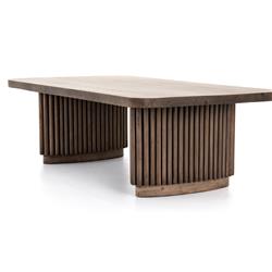 Farvald Mid Century Modern Dark Brown Reclaimed Wood Rectangular Coffee Table|