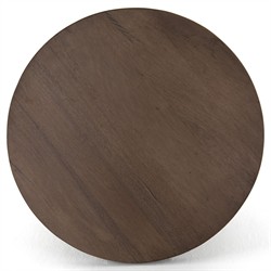 Farvald Mid Century Modern Dark Brown Reclaimed Wood Round End Table|